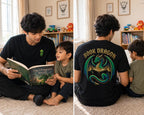 Book Dragon Print T-Shirt for Men