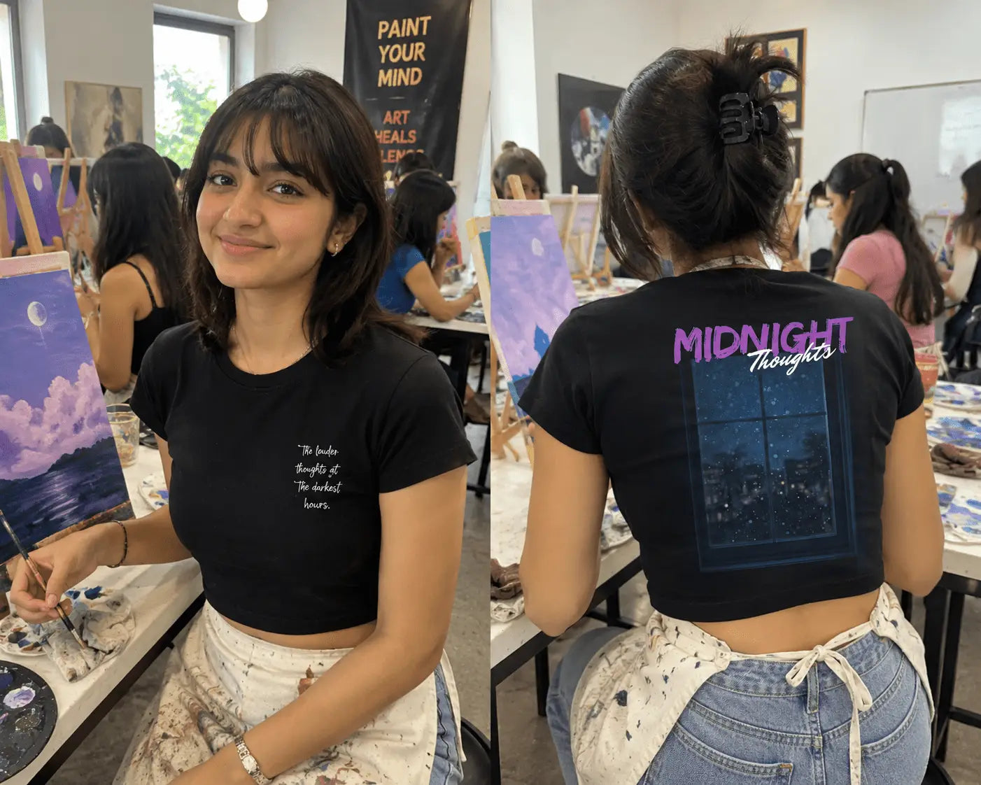 Midnight Thoughts Graphic T-Shirt for Women