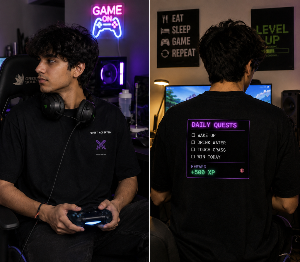 Daily Quests Graphic Gaming T-Shirt for Men