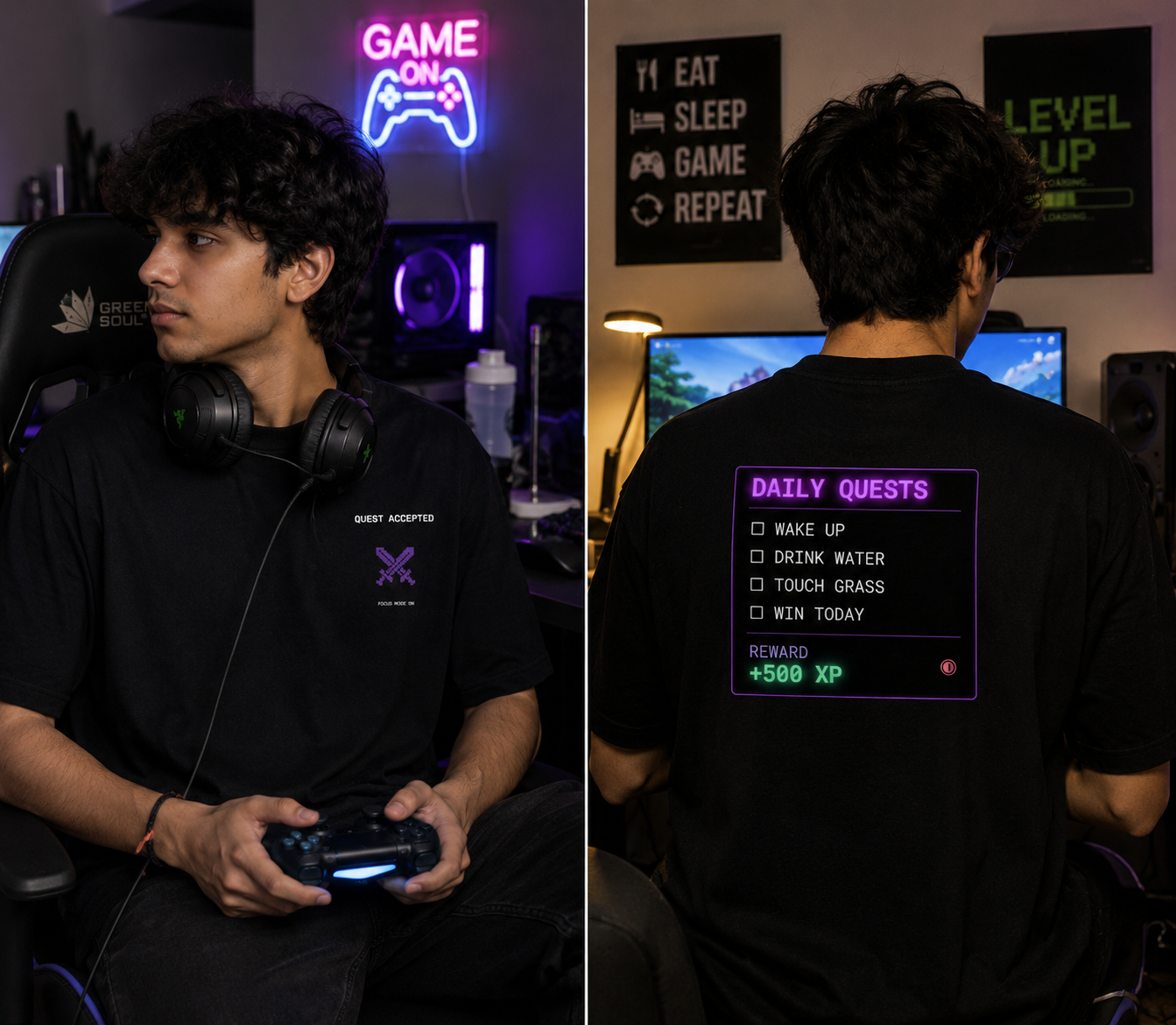 Daily Quests Graphic Gaming T-Shirt for Men