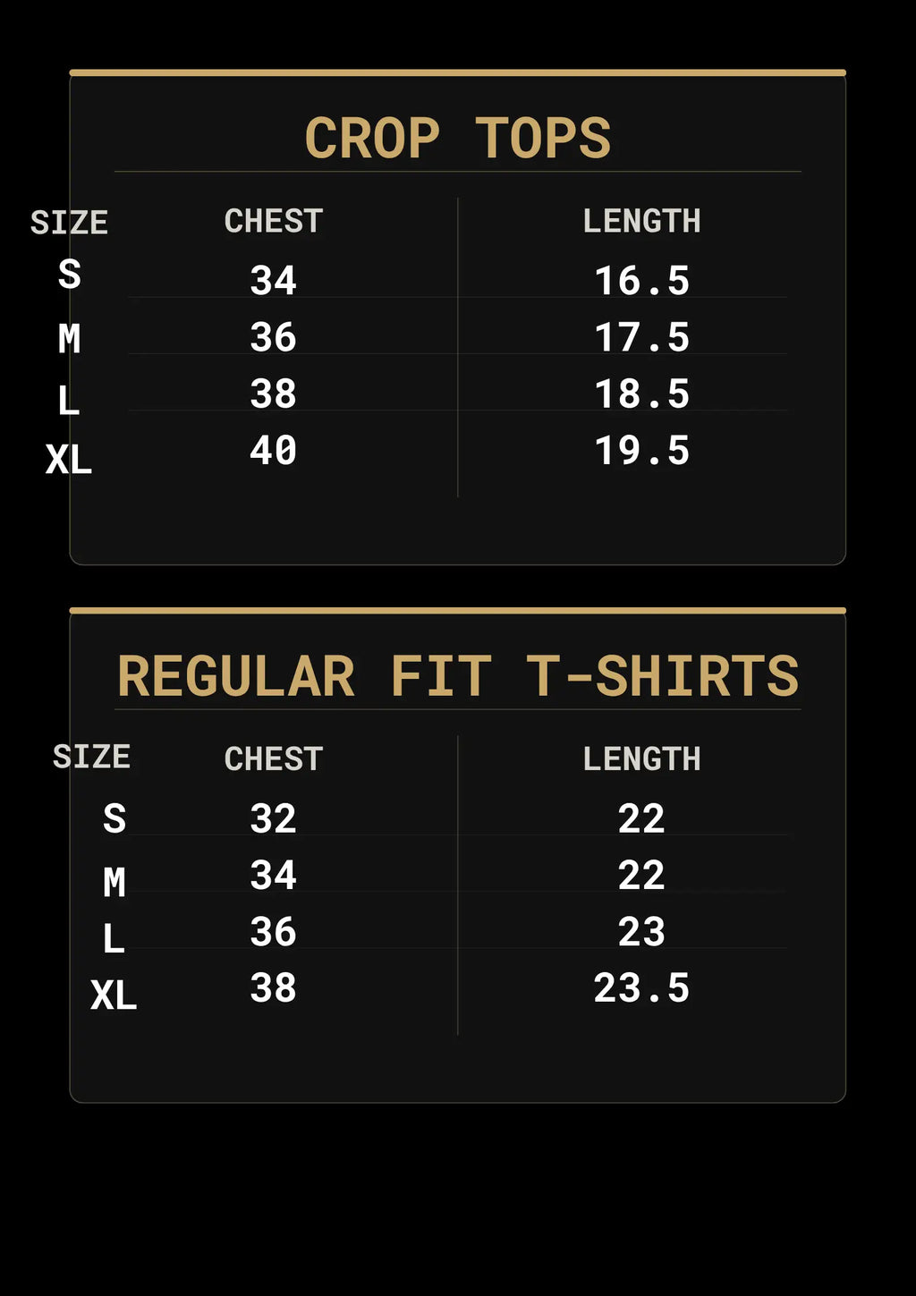 size chart for girls t shirt
