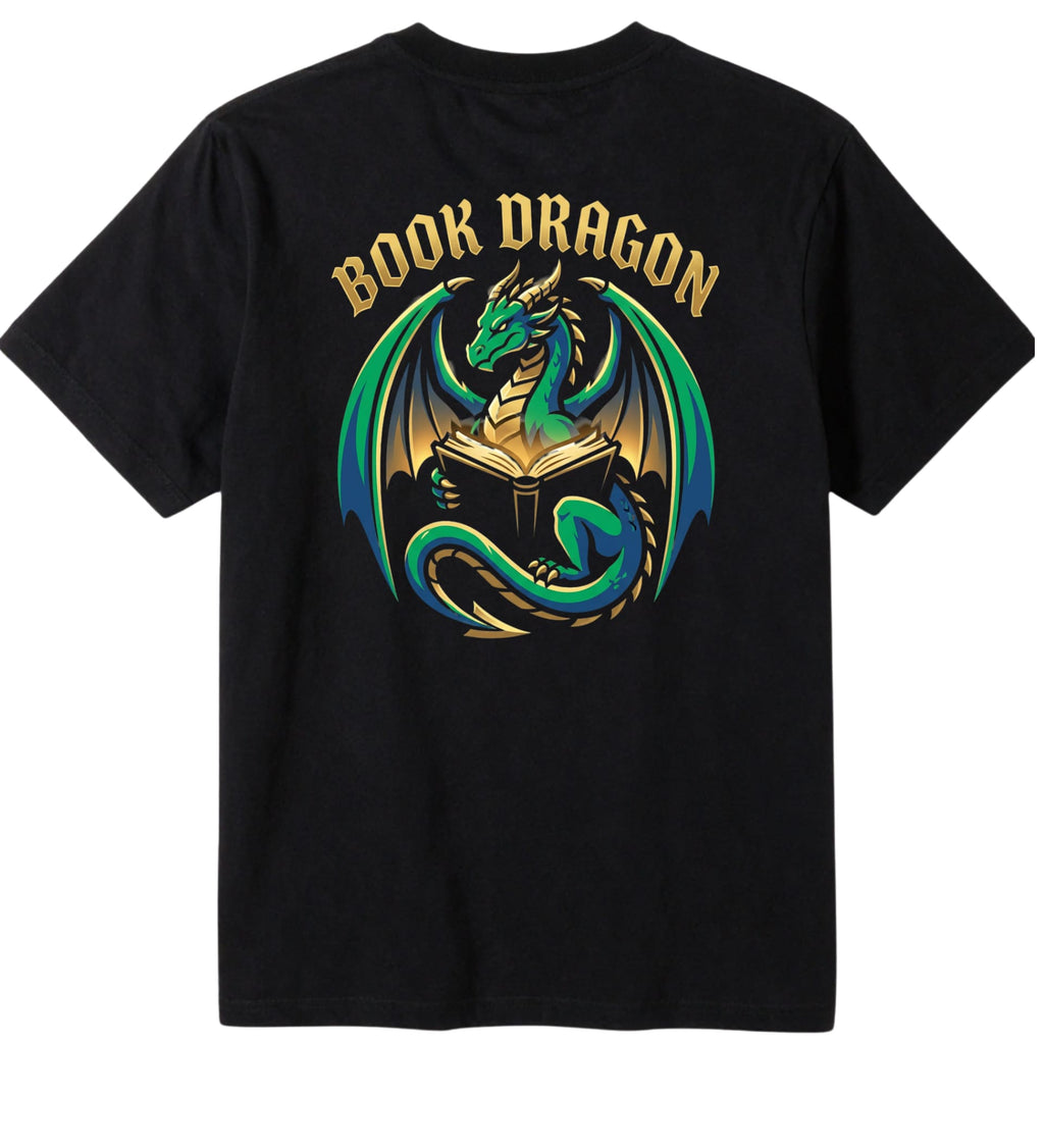 Book Dragon Print T-Shirt for Men