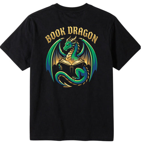 Book Dragon Print T-Shirt for Men