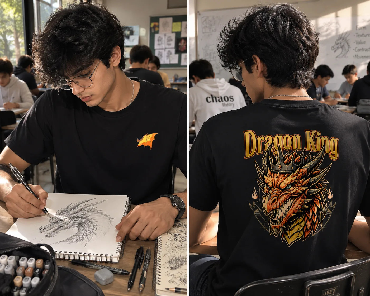 Dragon King Dragon Print T-Shirt for Men